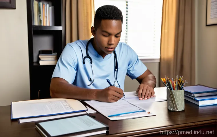 예방의학 실기 시험 준비 요령 - A diverse group of four young adult professionals (two males, two females, various ethnicities) coll...