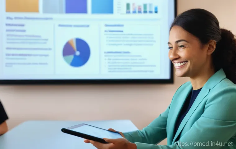 예방의학 전문가의 글쓰기 스킬 - **Prompt:** A warm, inviting scene in a modern community center. A friendly female preventive medici...